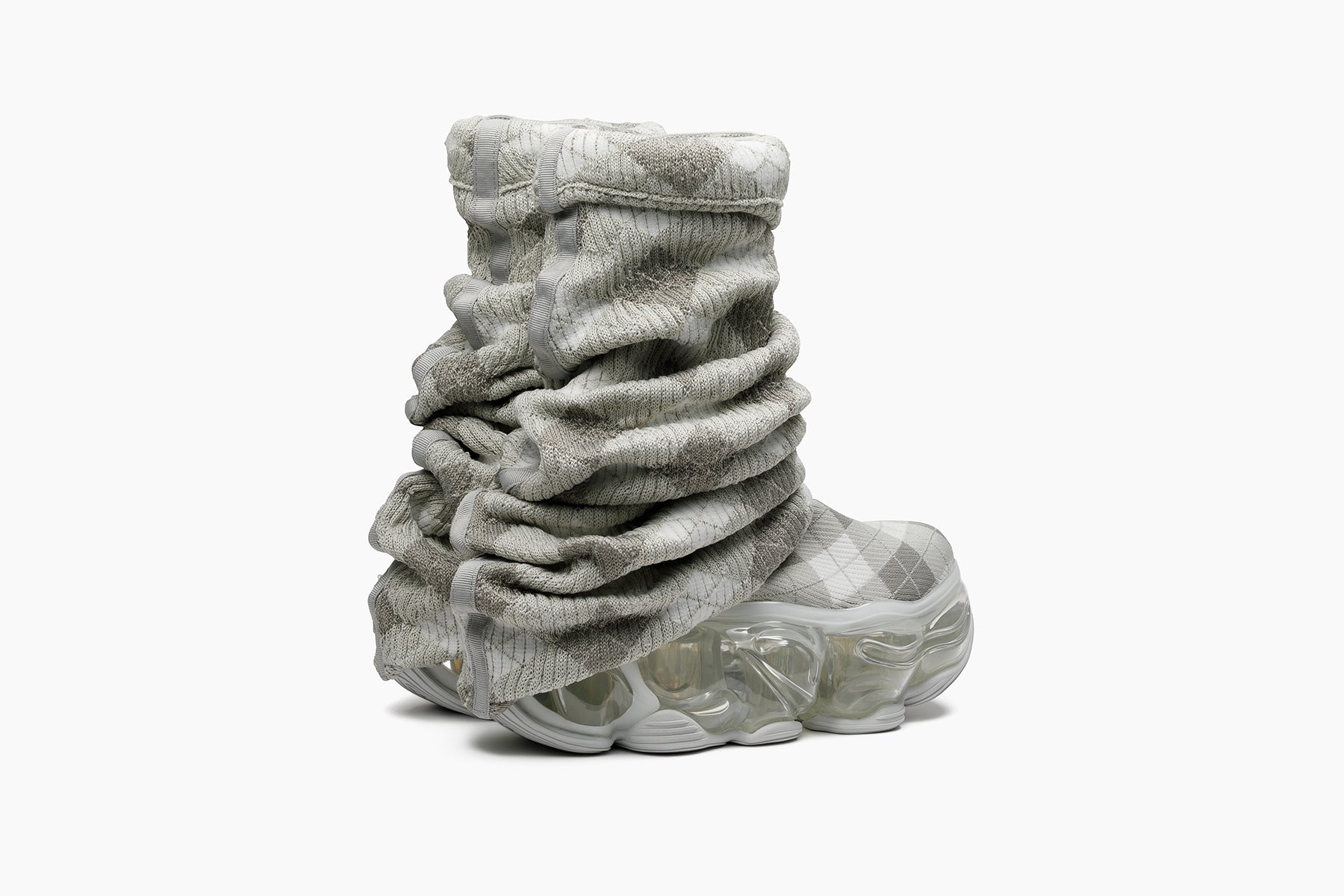 grounds SKYSCRAPER LOOSE SOCKS KNIT GRAY MIX ARGYLE / CLEAR